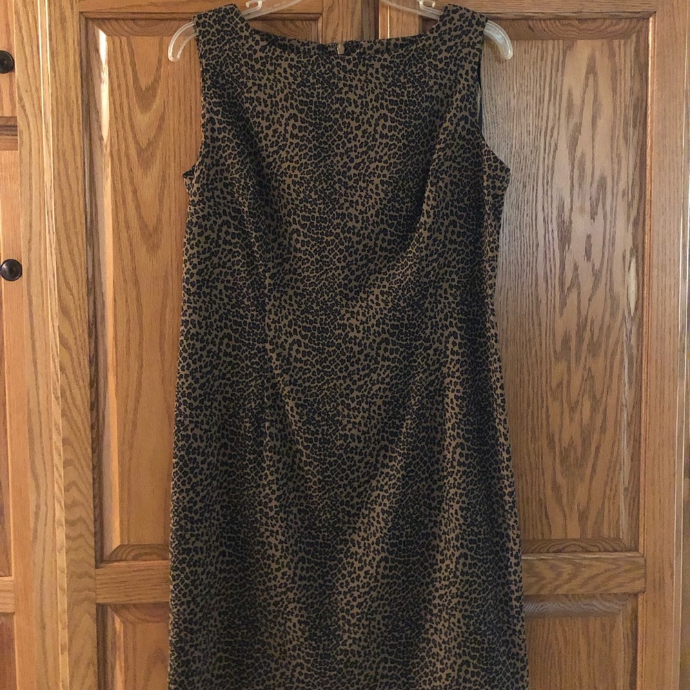 Size 10, knee length, animal print dress.